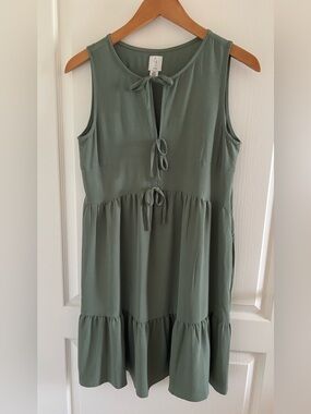 Joie Sage Green Tie-Front Sleeveless Dress(XS)